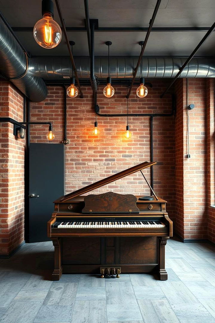 Urban Industrial Piano Room - 22 Piano Room Ideas
