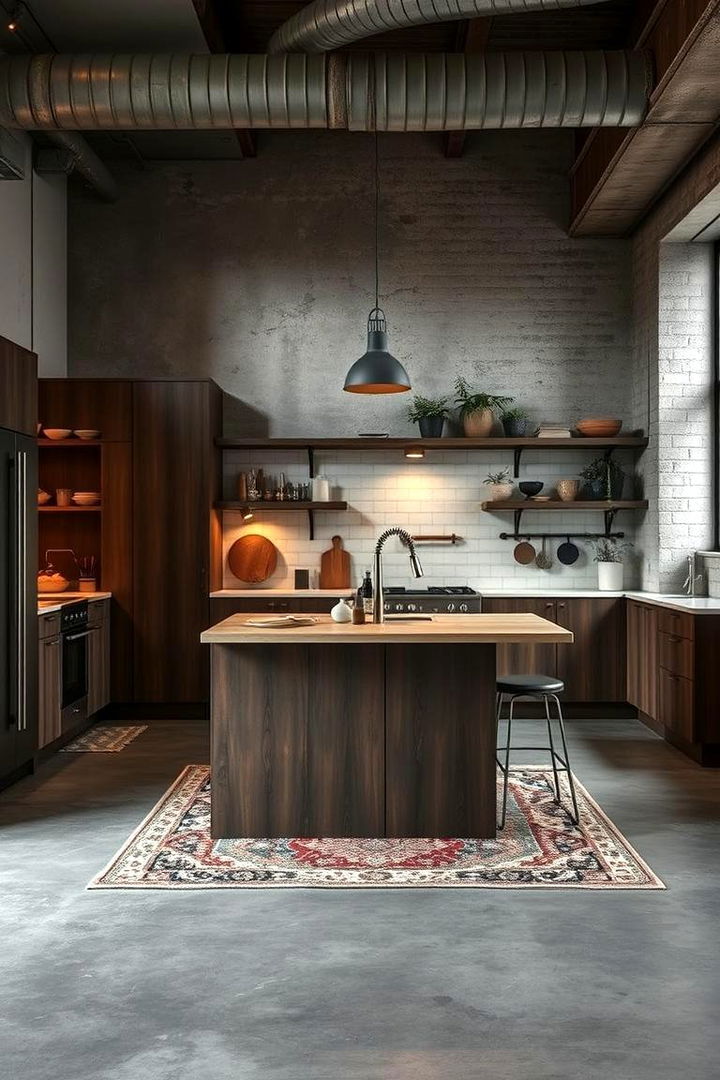 Urban Industrial Vibes - 22 Kitchen Rug Ideas