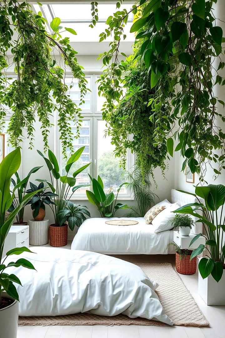 Urban Jungle Bed Space Transformation - 22 Green and White Bedroom Ideas