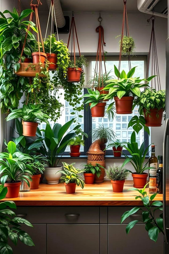 Urban Jungle Charm with Indoor Plants - 22 Natural Kitchen Design Ideas