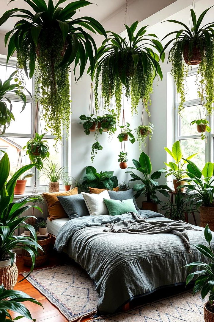 Urban Jungle Touch with Greenery - 22 Hipster Bedroom Ideas