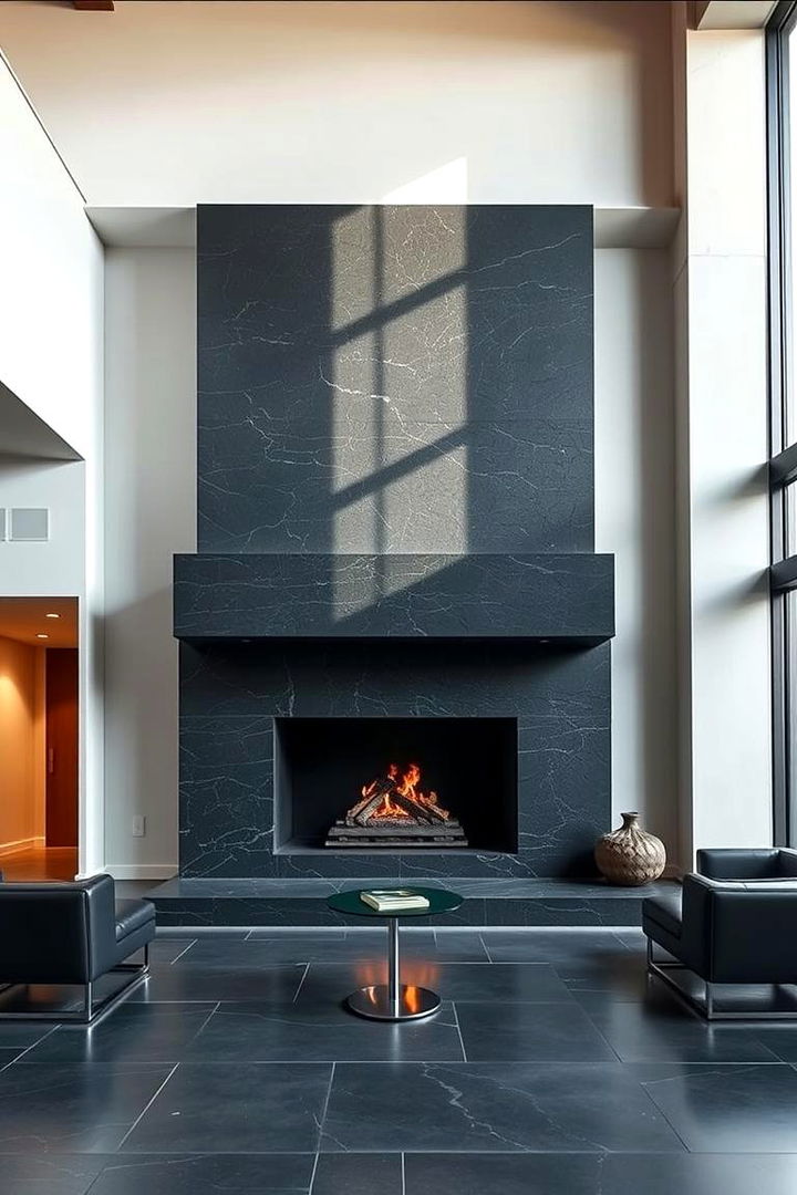 Urban Loft Black Stone Fireplace - 22 Black Stone Fireplace Ideas