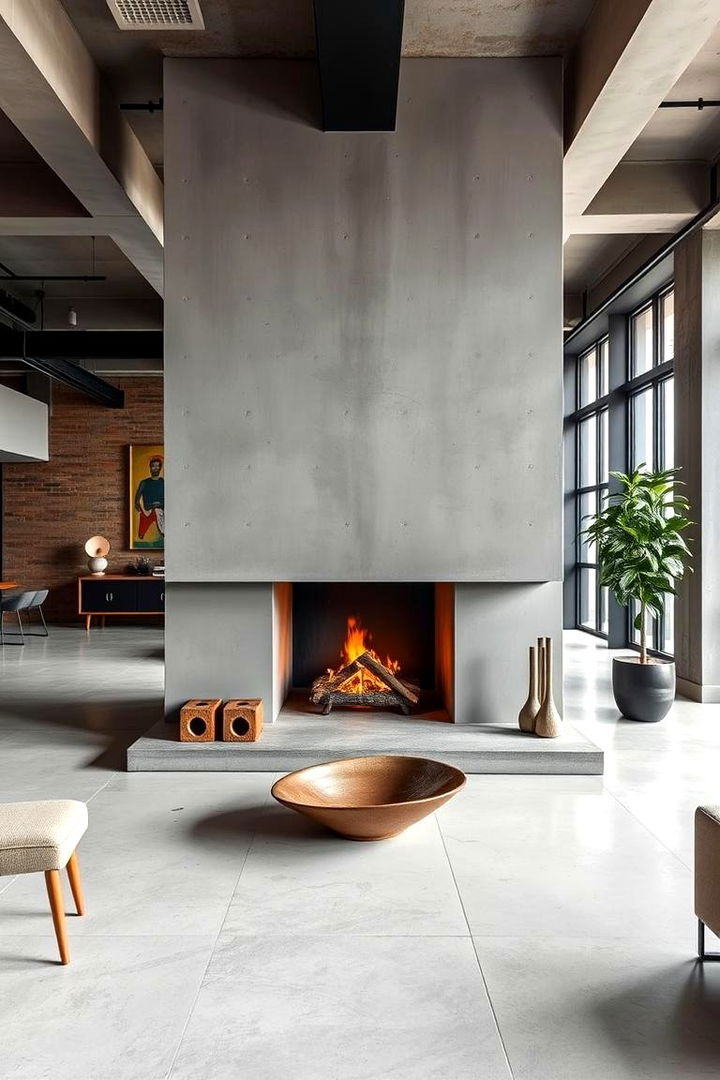 Urban Loft Concrete Fireplace - 22 Concrete Fireplace Ideas
