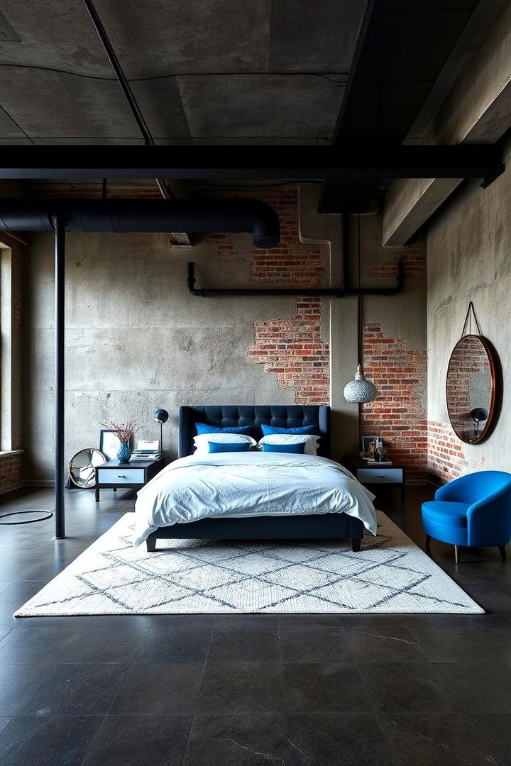 Urban Loft Style with Industrial Charm - 22 Black and Blue Bedroom Ideas