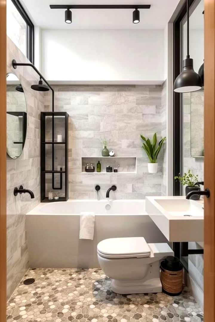 Urban Oasis Vibes - 22 Pebble Tile Bathroom Ideas