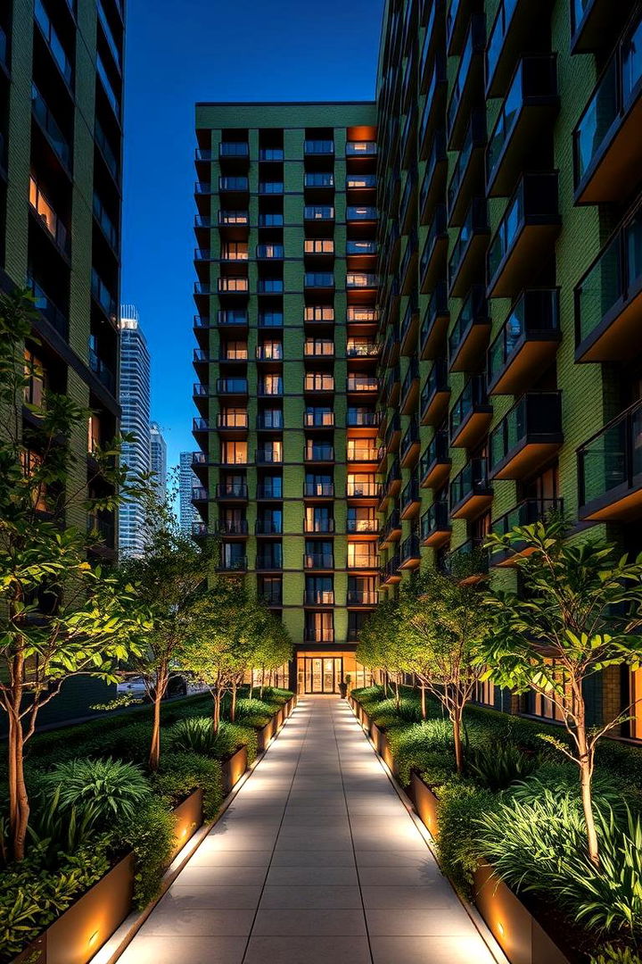 Urban Oasis with Brick Accents - 22 Green Brick Exterior Home Ideas