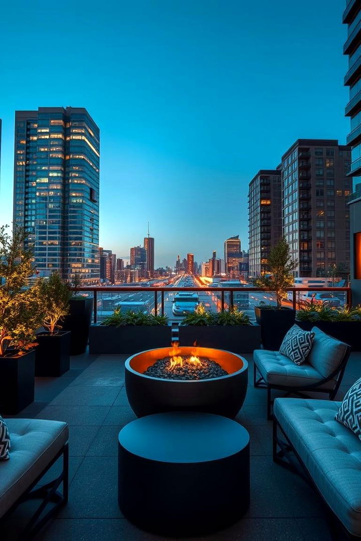 Urban Oasis with Contemporary Firepit - 22 Patio Ideas With Firepit