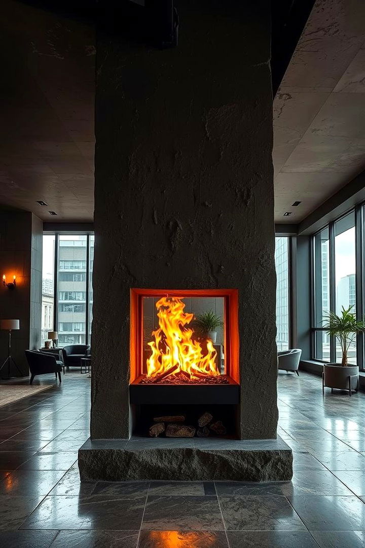 Urban Stucco Fire Feature - 22 Stucco Fireplace Ideas