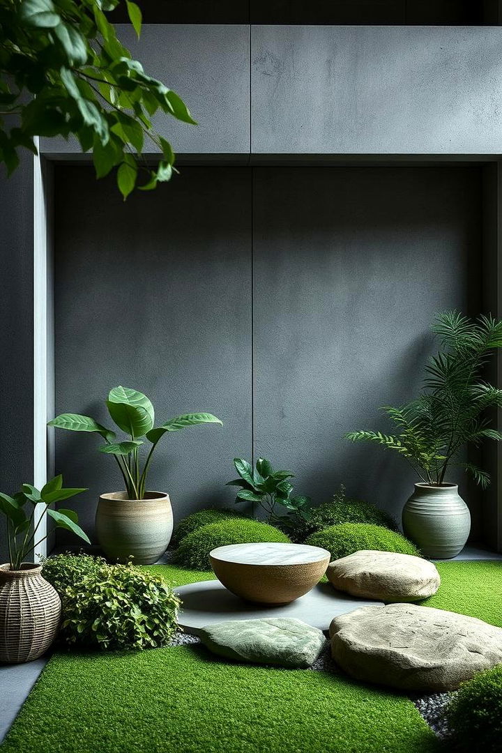 Urban Zen Calm Green Elements in a Grey Contemporary Space - 22 Green and Grey Living Room Ideas