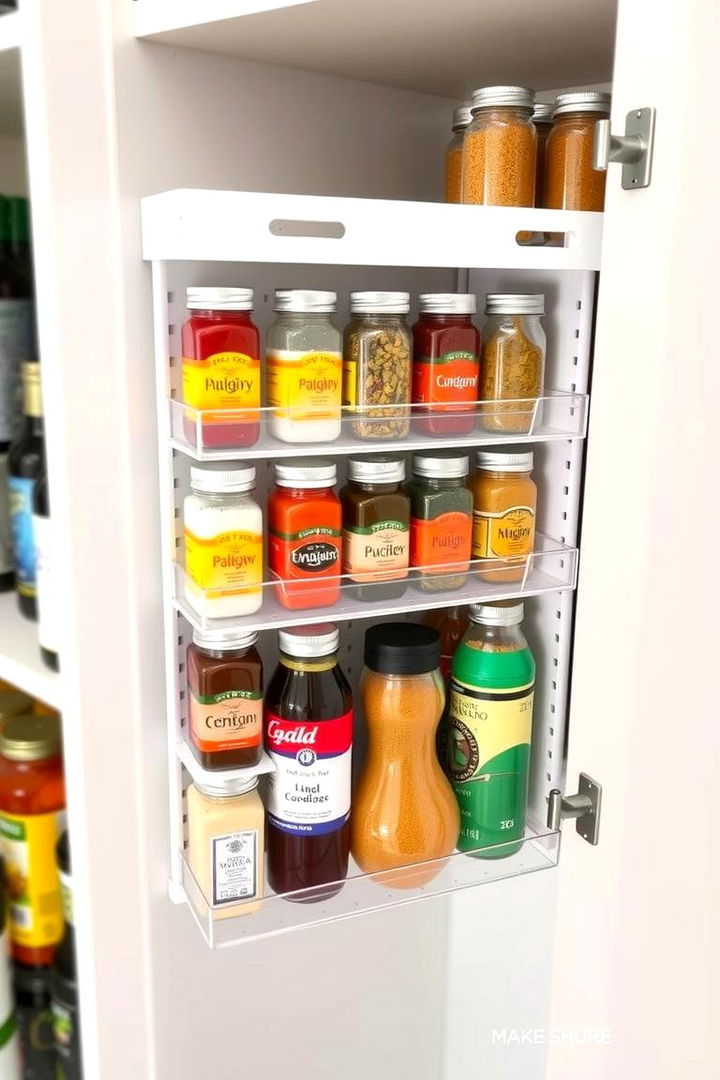 Use Adjustable Jar Organizers - 22 Kitchen Cabinet Organization Ideas