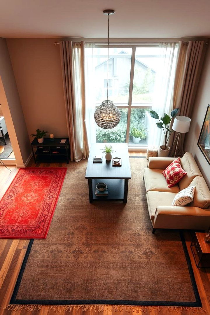 Use Area Rugs to Define Zones - 22 Small Living Room Ideas With Tv and Dining Table