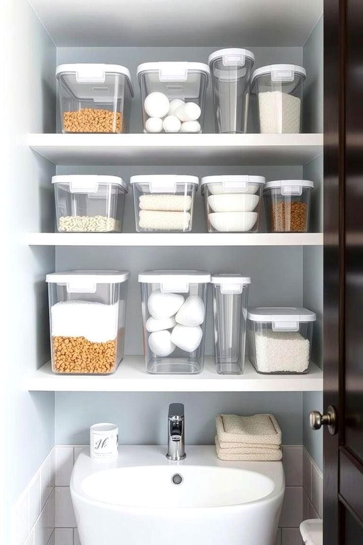 Use Clear Containers for Visibility - 22 Bathroom Organization Ideas