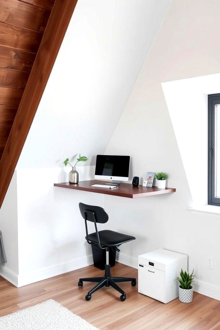 Use Floating Desks - 22 Low Ceiling Small Attic Room Ideas