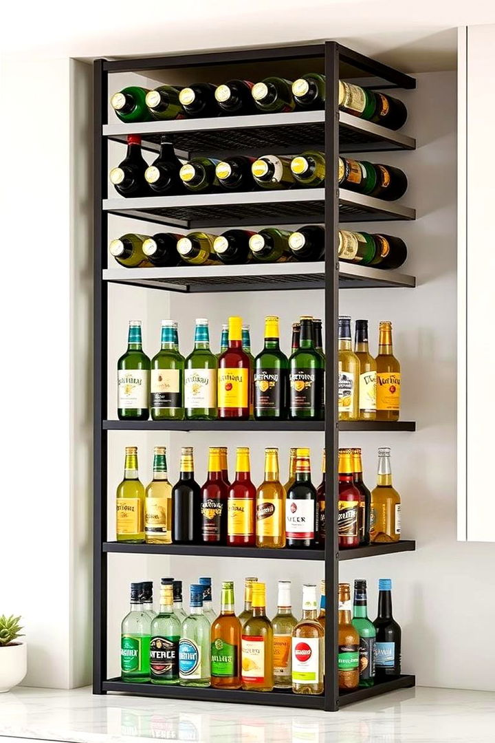 Use Multi tiered Bottle Racks - 22 Kitchen Cabinet Organization Ideas