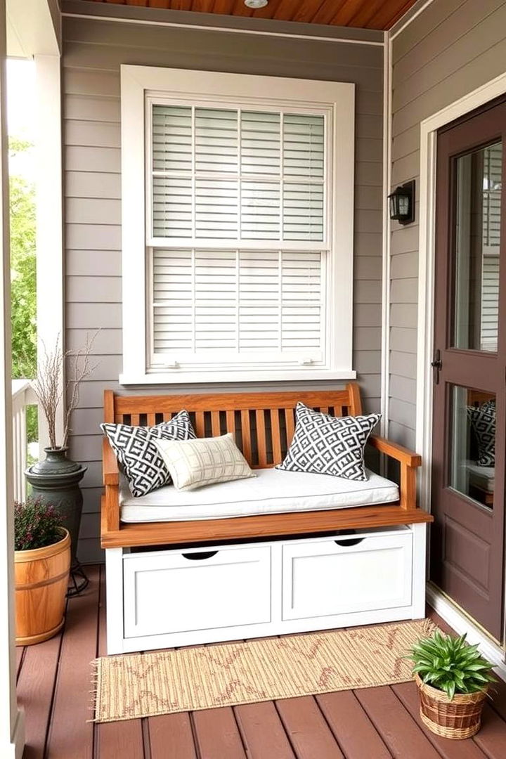Use Multipurpose Furniture - 22 Small Front Porch Ideas