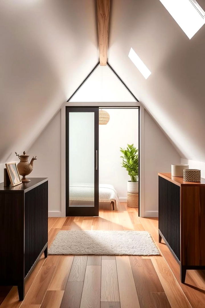 Use Sliding Doors - 22 Low Ceiling Small Attic Room Ideas