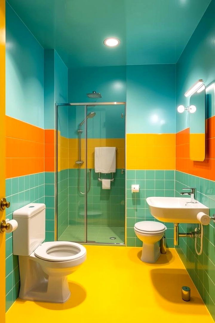 Use of Contrast and Bright Colors - 22 Handicap Bathroom Ideas