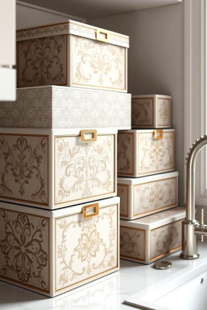 Using Artful Storage Boxes - 22 Pedestal Sink Storage Ideas
