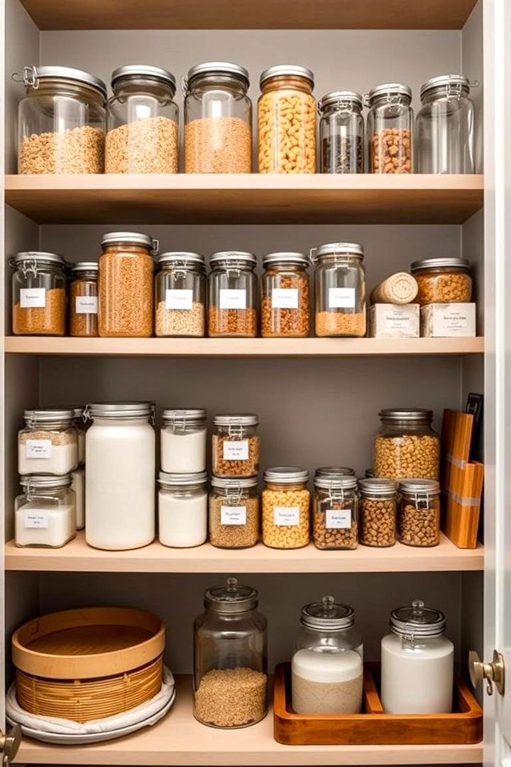 Using Clear Uniform Jars - 22 Kitchen Pantry Ideas
