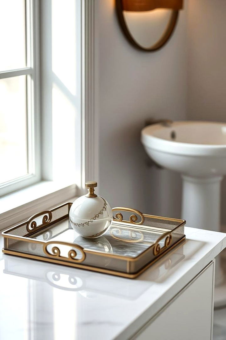 Using Decorative Trays - 22 Pedestal Sink Storage Ideas