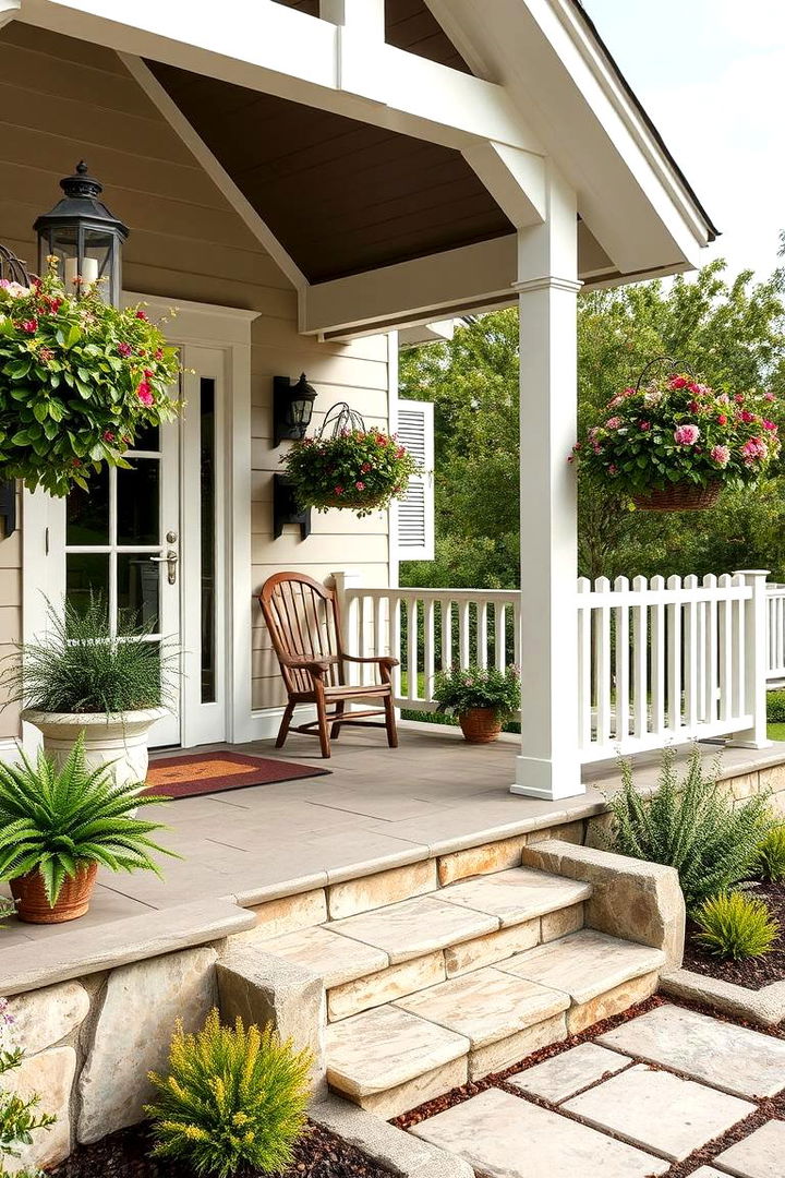 Using Natural Stone Accents - 22 Small Cape Cod Front Porch Ideas
