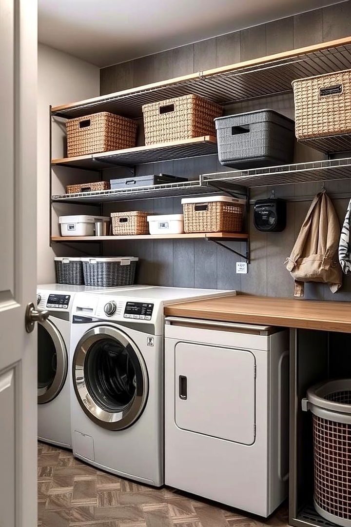 Utility Locker Style Shelving - 22 Laundry Room Shelving Ideas
