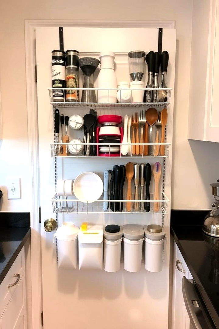 Utilize Over the Door Racks - 22 Kitchen Cabinet Organization Ideas