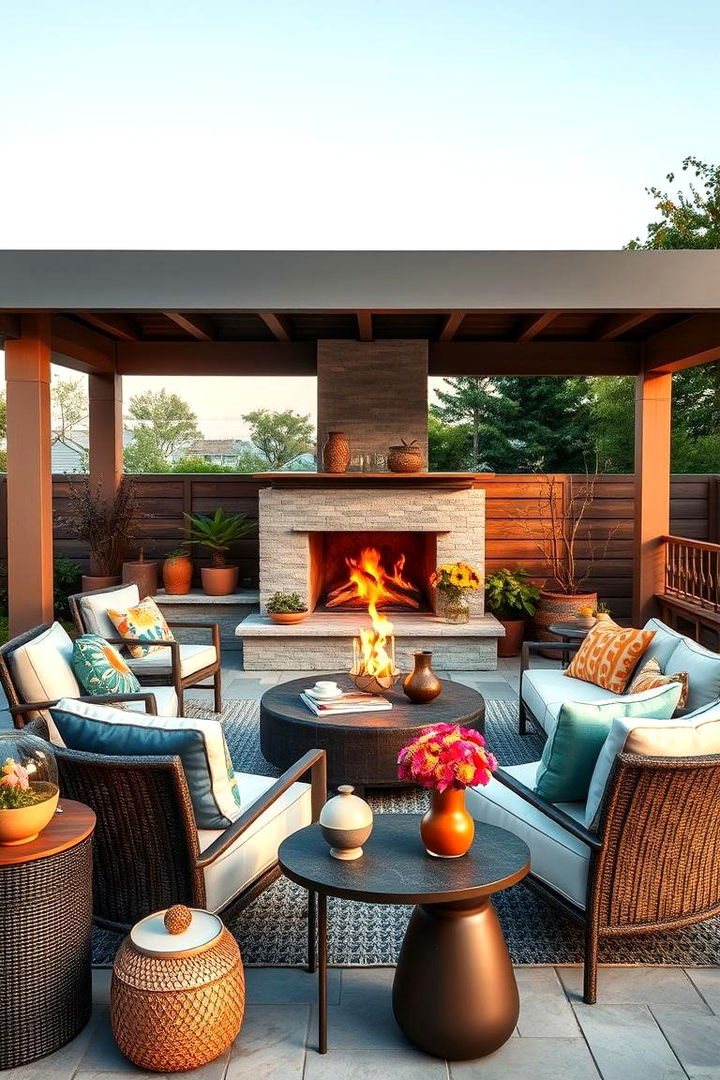 Utilizing Creative Furnishing Techniques - 22 Backyard Pavilion With Fireplace