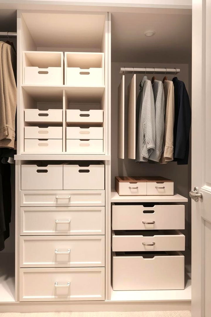 Utilizing Dividers and Drawers for Order - 22 Walk in Closet Ideas