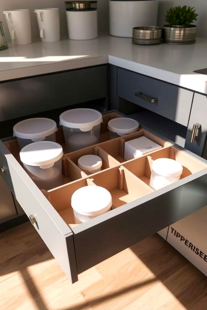 Utilizing Drawer Dividers - 22 Tupperware Organization Ideas