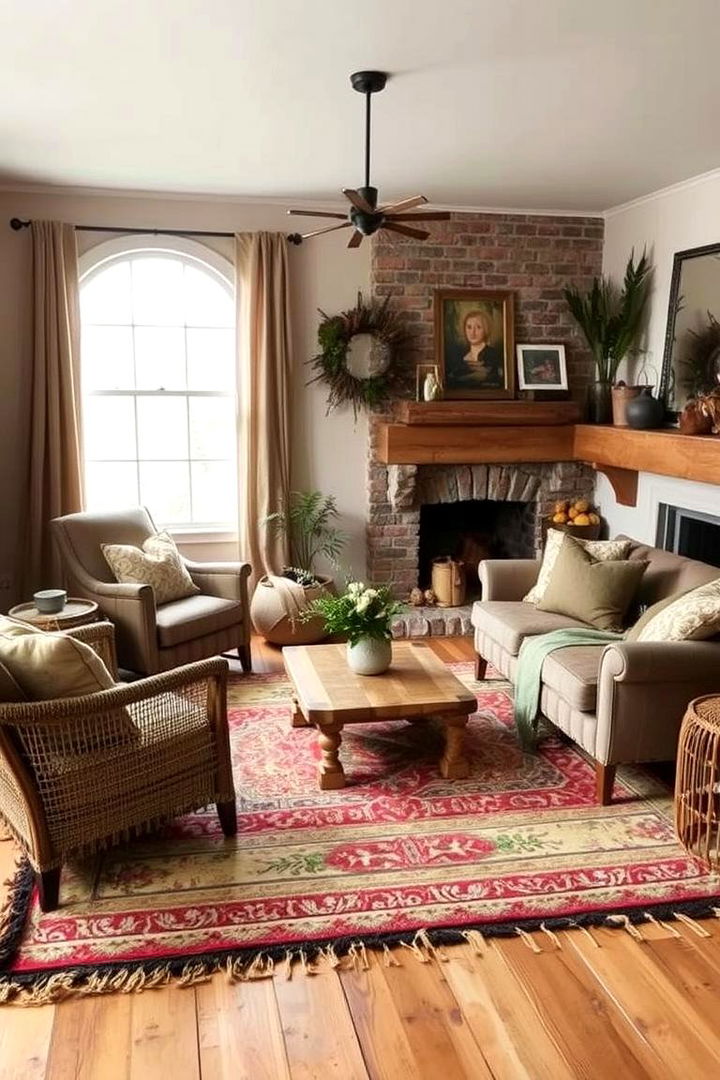 Utilizing Hand Woven Rugs - 22 Primitive Living Room Ideas