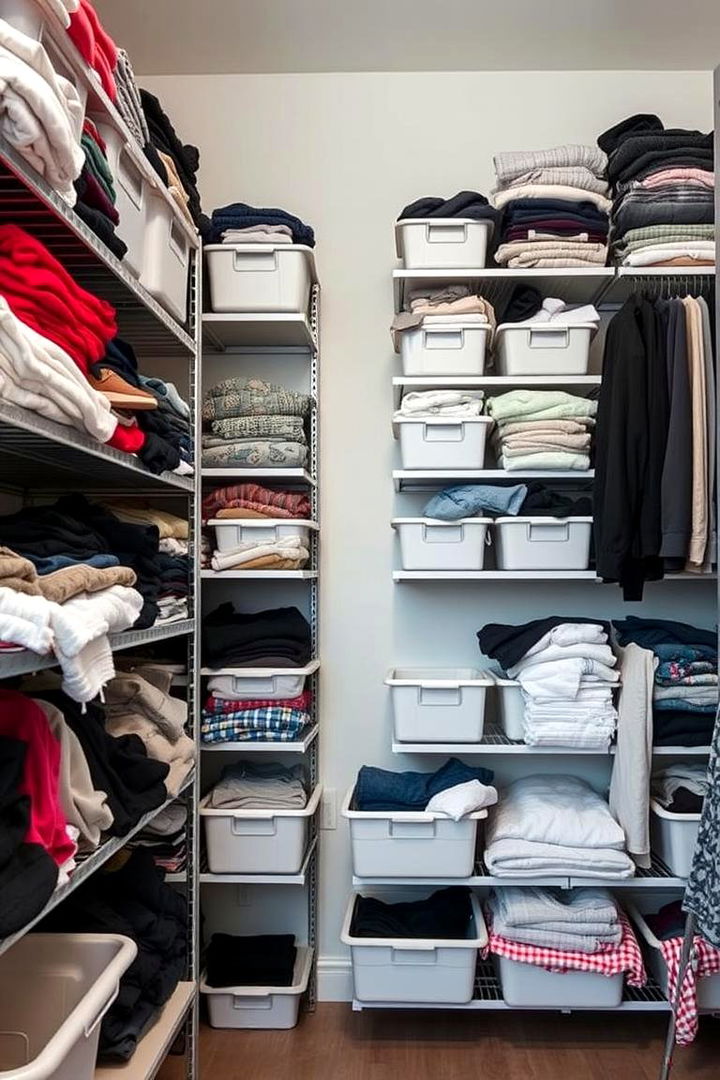 Utilizing Vertical Space with High Shelves - 22 Clothes Storage Ideas