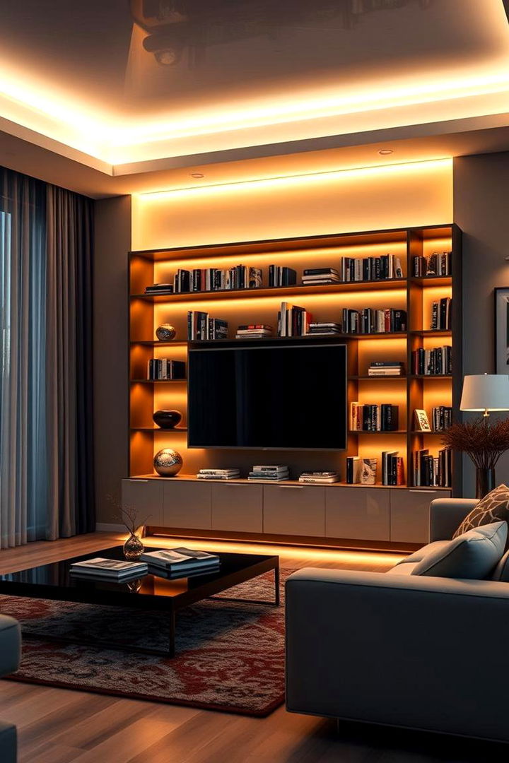 Variable Lighting Techniques - 22 Living Room Bookshelf Ideas