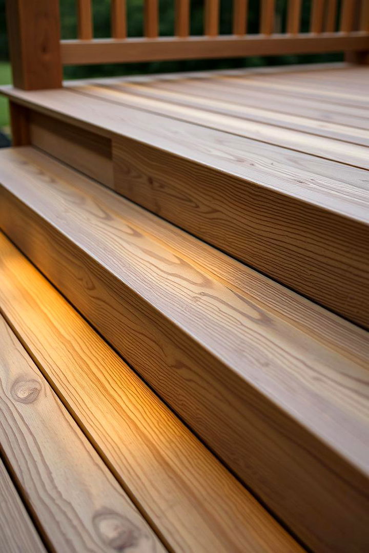 Varnished Deck Step Accents - 22 Deck Steps Ideas