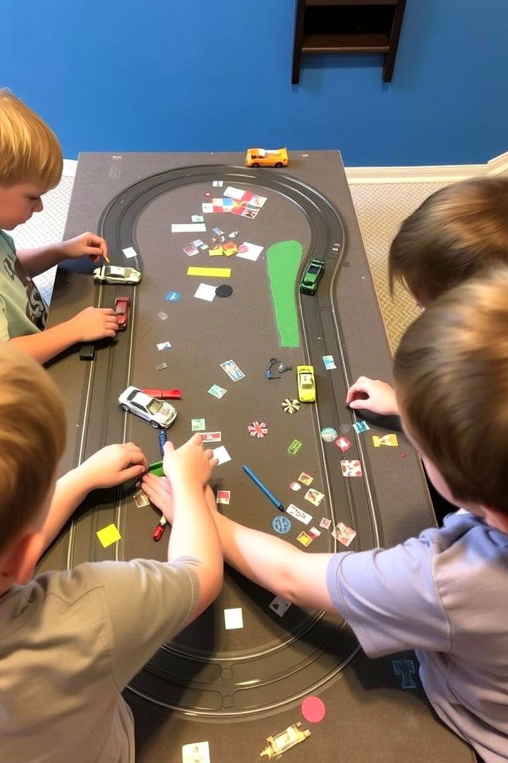 Vehicle Track Decorating Competition - 22 Hot Wheels Birthday Party Ideas