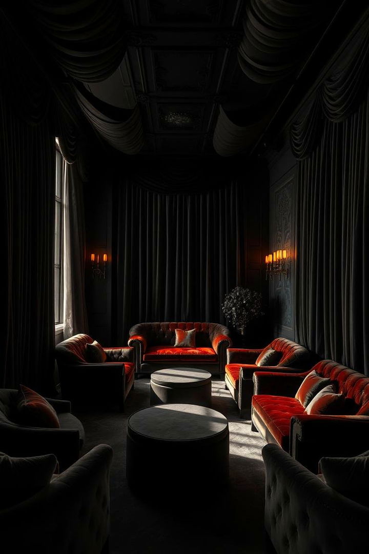 Velvet Dramatic Touch - 22 Black Room Ideas