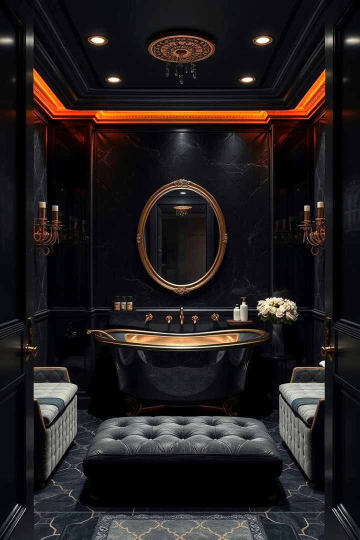 Velvet Texture Elements - 22 Dark Bathroom Ideas