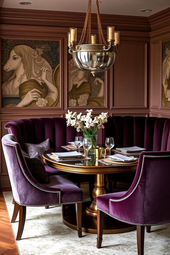 Velvet Upholstery Artistry - 22 Glam Dining Room Ideas