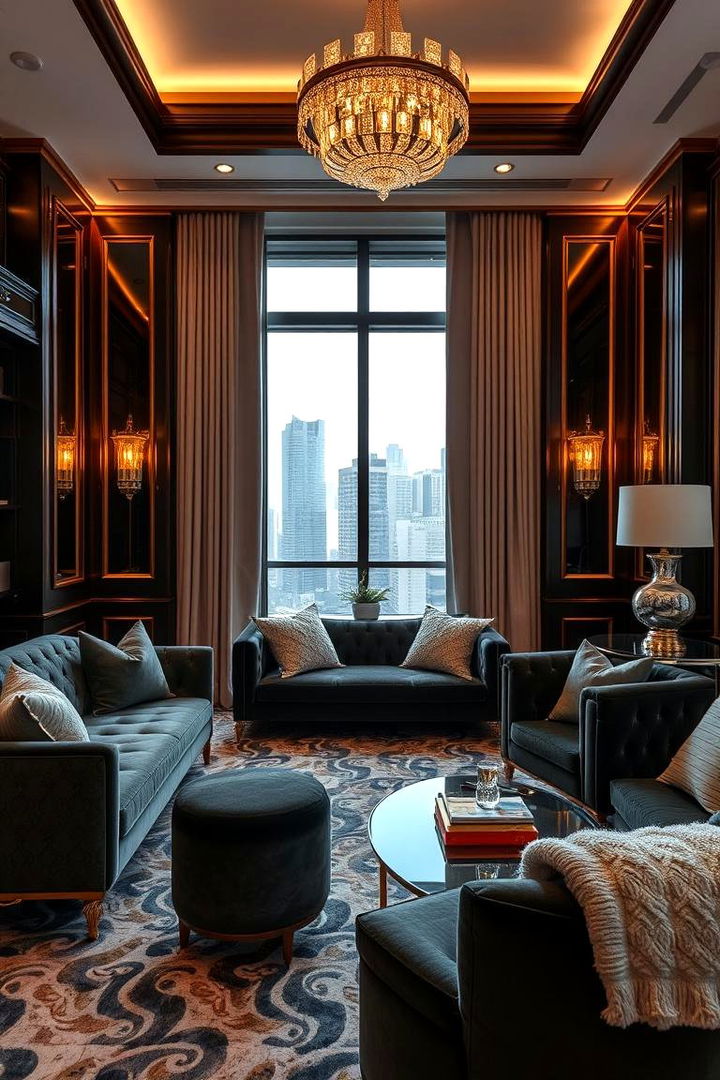 Velvet and Luxe Finishes - 22 Condo Living Room Ideas