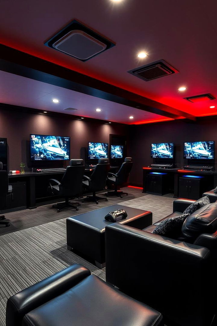 Versatile Black Gaming Zone - 22 black basement ideas