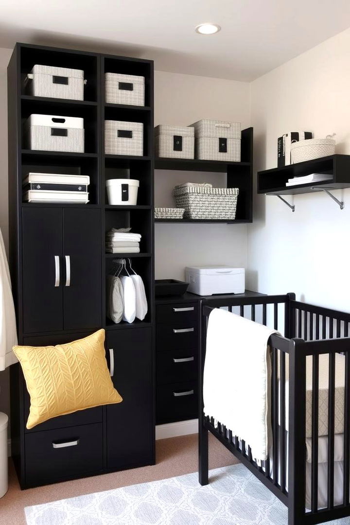 Versatile Black Modular Storage - 22 Black Nursery Ideas