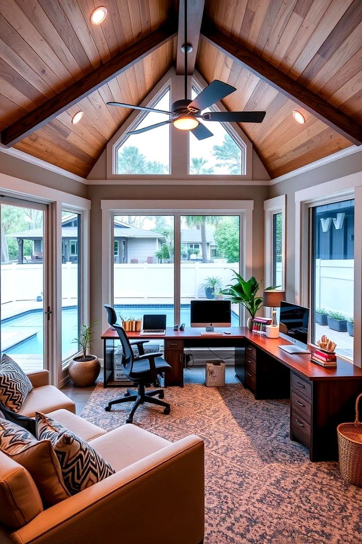 Versatile Home Office Space - 22 Pool House Ideas