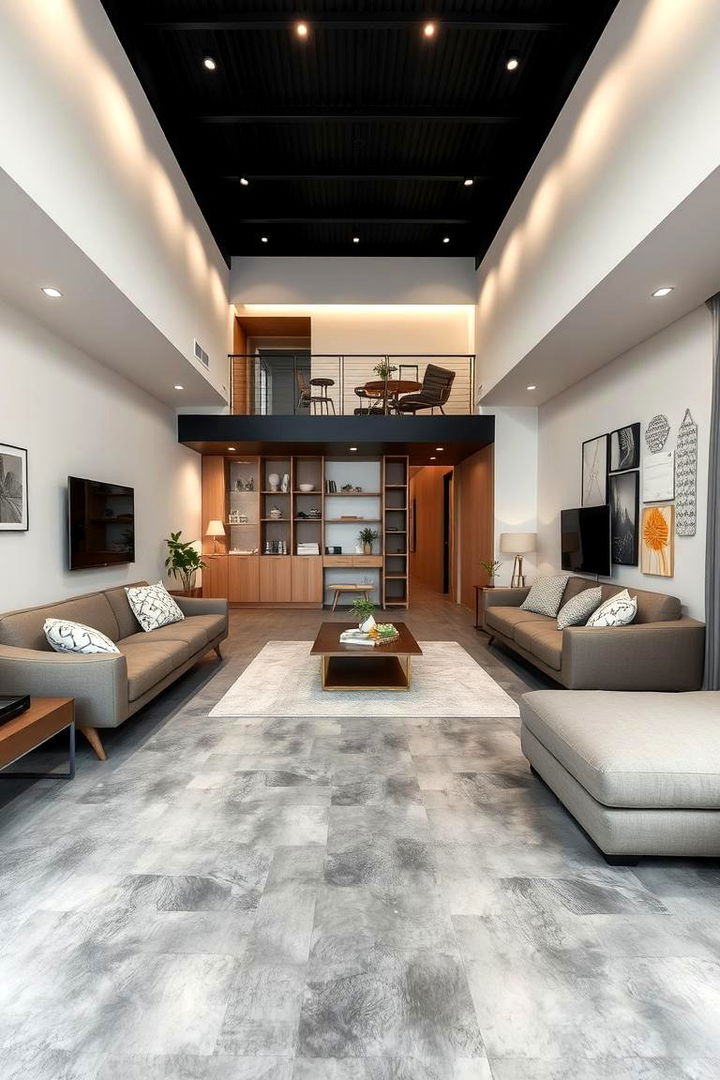 Versatile Multi Functional Layout - 22 grey flooring living room ideas