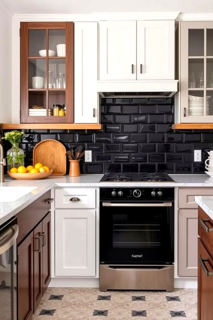 Versatile Pairing with Various Cabinets - 22 Kitchen With Black Backsplash