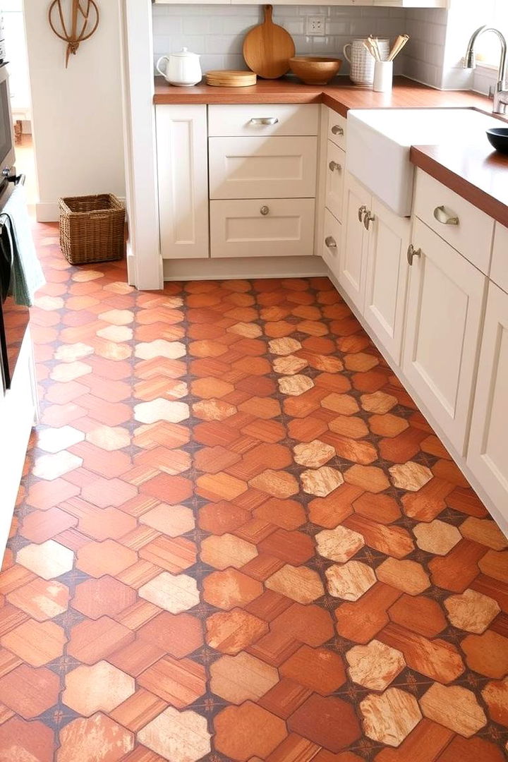 Versatile Pattern Mix - 22 Terracotta Kitchen Floor Ideas