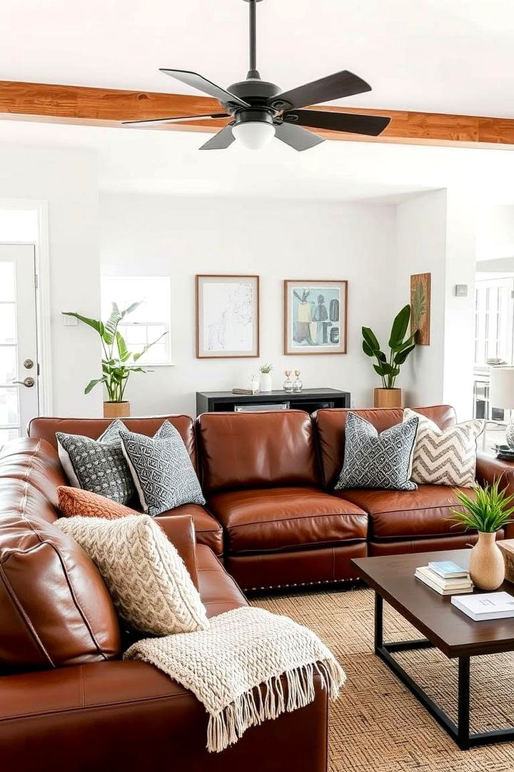 Versatile Styling - 22 Brown Leather Couch Living Room Ideas