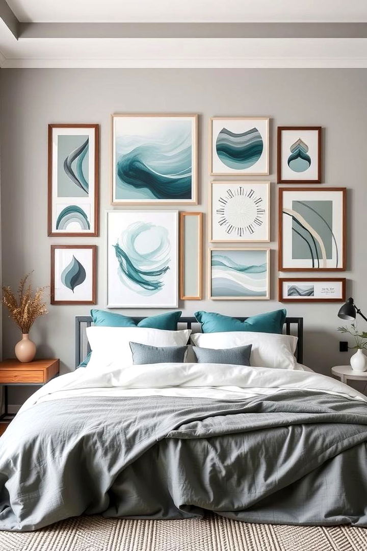 Versatile Wall Art Displays - 22 Teal and Grey Bedroom Ideas