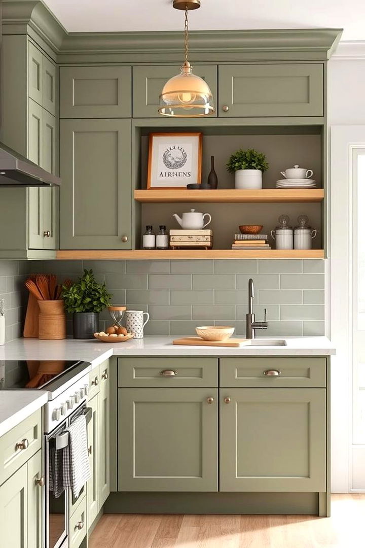 Versatility in Decor Combinations - 22 Rustic Sage Green Kitchen Cabinets