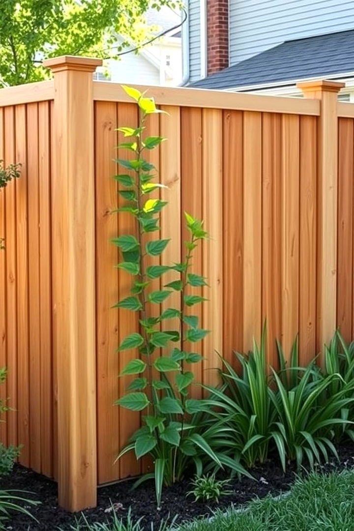 Vertical Board Fence with Lush Greenery - 22 Privacy Fence Ideas