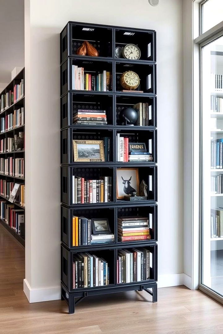Vertical Bookcase Organizer - 22 Milk Crate Storage Ideas